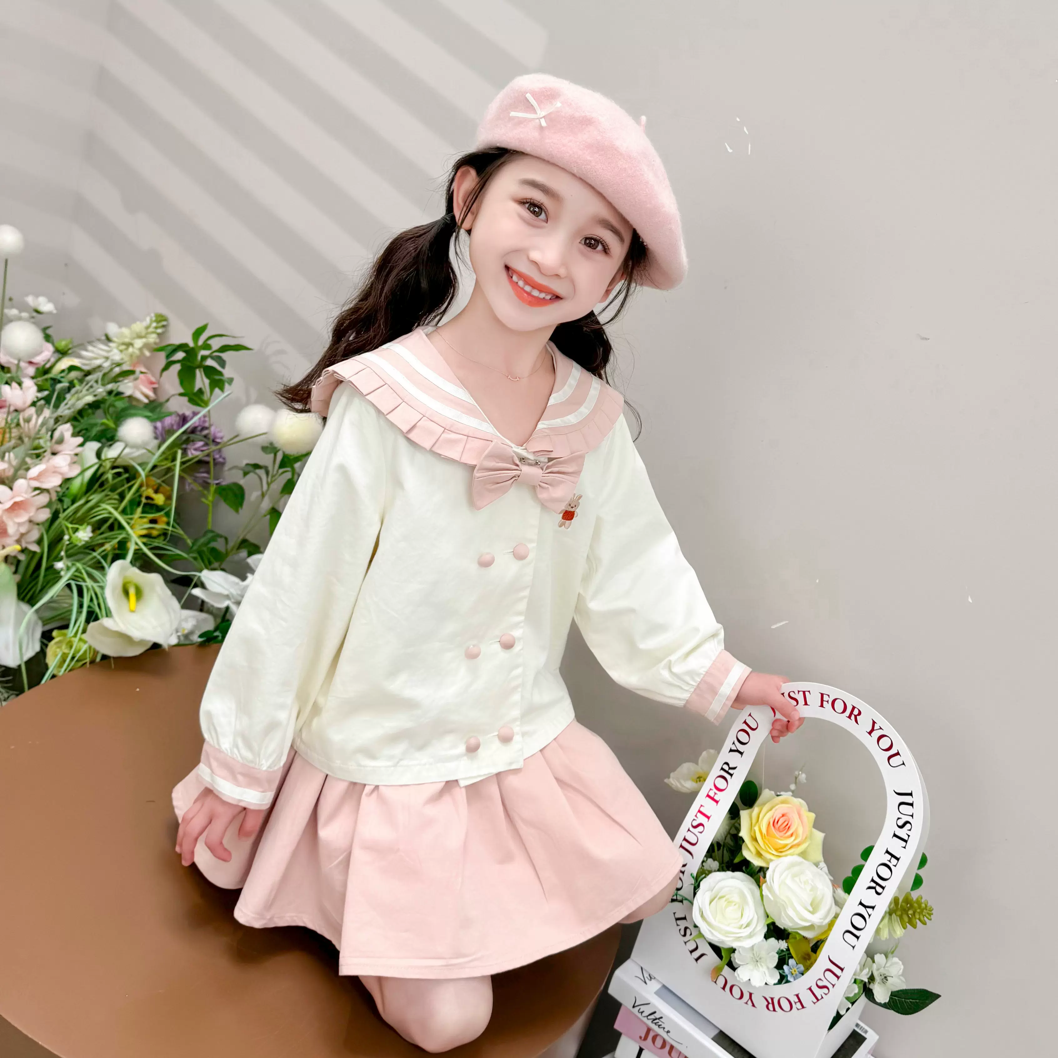 女童jk套装裙子2024新款洋气网红衣服小女孩学院风儿童秋装连衣裙