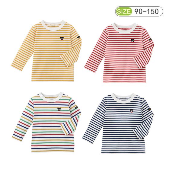 
mk bear children's clothing children's baby pure cotton long-sleeved T-shirt boys and girls striped round neck top bottoming shirt foreign trade t