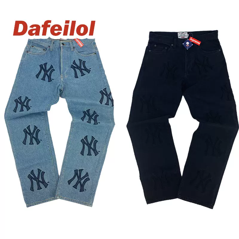 现货Supreme New York Yankees Regular Jean 纽约扬基牛仔裤-Taobao