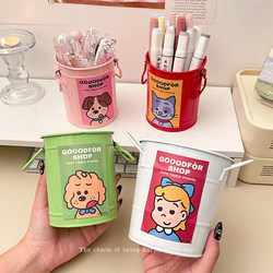 Iron Art Style Cute and Creative Pen Holder, Retro High-Value Personalized Decoration, Student Desktop Office Stationery Storage Box