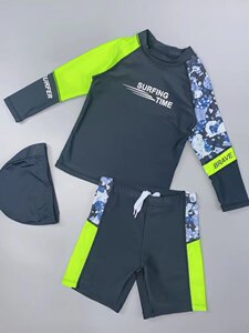 Amber children's nylon long -sleeved swimwear shorts, boy sunscreen fast dry diving clothes
