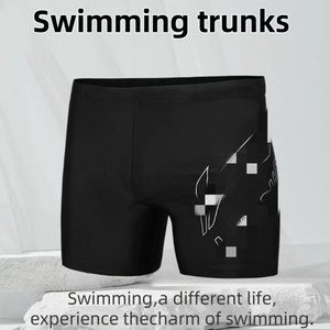 
Amber swimming trunks for men's flat angle large size professional training nylon fit quick-drying drawstring hot spring swimming equipment