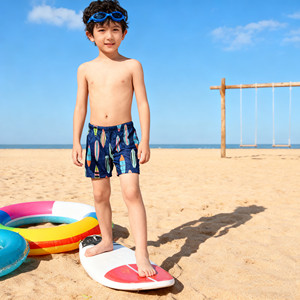 Amber outer single children's split swimming trunks boys' flat-angle quick-drying drawstring style cute cartoon multi-color boys