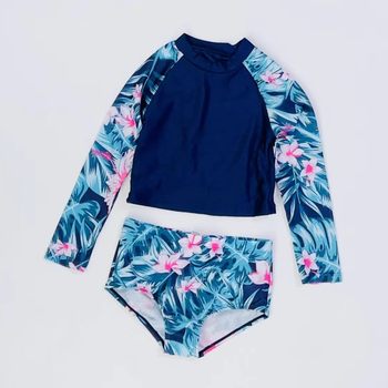 Girl's hot spring swimsuit long -sleeved swimming suit
