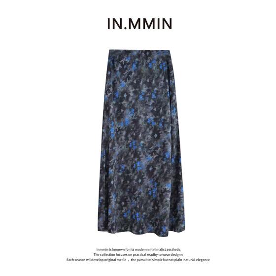 INMMIN Floral Slim A-Line Skirt 2026 New Fashion Retro Elegant Color Matching Temperament Women's Versatile Skirt