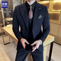 Romon Suit Men's Suit Business Professional Formal Wear High-End Slim Suit Groom Wedding Dress Engagement Jacket