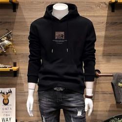 European and American Trendy Brand Printed Hooded Sweatshirt for Men, Autumn and Winter 2026 New Casual Versatile Fleece-Lined Thick Loose Jacket