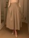 South Korea Chic spring temperament retro, thin waist, high -waisted high -waisted A -line skirt mid -length pleated skirt female woman