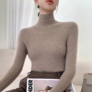 
High-luxury heavy-weight turtleneck bottoming shirt for women in autumn and winter, thickened warm knitted sweater, tight-fitting and stylish stand-up collar sweater