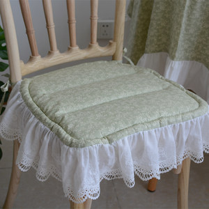 
Custom pastoral super soft ins thin embroidered ruffle simple home flower chair cushion horseshoe-shaped trapezoid