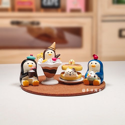 Japanese Dessert Shop Milk Tea Bakery Decoration Penguin Afternoon Tea Photography Props Beverage Resin Gift Small Ornaments