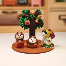 Japanese Cat Zakka Autumn Chestnut Persimmon Tree Autumn Fruit ins Bonsai Food Toy Decorative Doll Ornaments