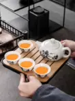 bộ bình trà camellia Kung Fu trà đặt bộ nhỏ phòng ký túc xá tiếp tân nhà nhỏ bộ trà gốm một nồi bốn ly ấm trà trà bình trà bát tràng bộ ấm chén sứ trắng Ấm trà - Bộ ấm trà