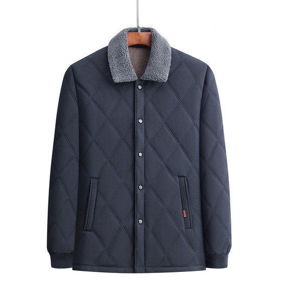 
Middle-aged and elderly men's velvet thickened cotton coat winter warm daddy lapel cotton coat