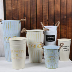 Flower Bucket, Vintage Iron Art Vase, Flower Arrangement, Dried Flower Tube, Flower Shop, Home Flower Vessel, Decorative Large Flower Pot