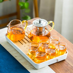 Glass Tea Set 2025 New Model for Home Use, Kung Fu Tea Cups, High Temperature Resistant Teapot, Simple Filter Small Teapot