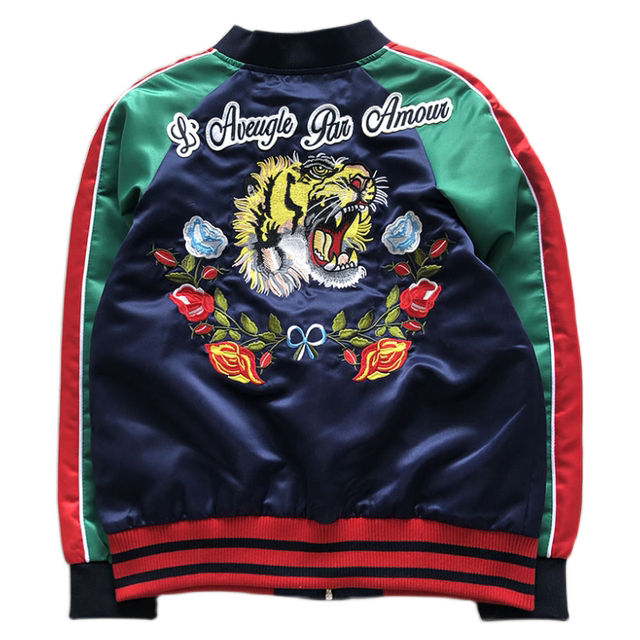 Domestic single spring and autumn tiger embroidered jacket retro ...