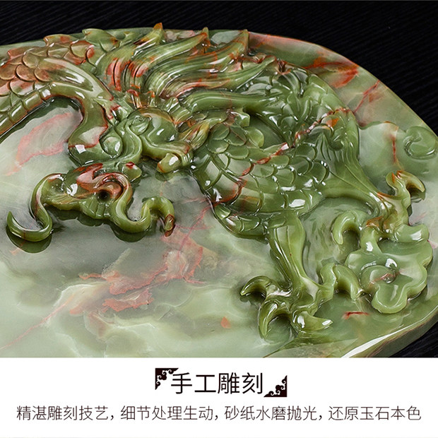 □中国 玉石 緑玉 蓮の葉 唐木台座付 皿□古玩煎茶