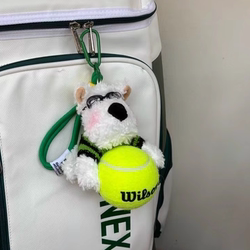 Genuine Tennis Bag Pendant, Original Line Drawing Puppy, Creative Gift Keychain, Car Hanging Souvenir, Sports Merchandise