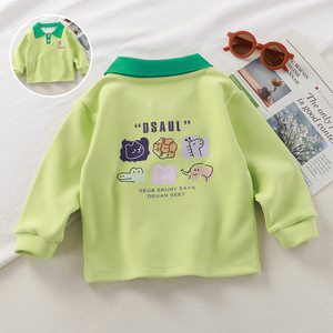 
Spring and autumn new style DeRong polo shirt children's long-sleeved T-shirt single piece 2-year-old boys and girls tops baby bottoming shirt
