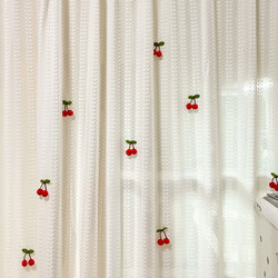 Cute Curtain Decoration Accessories, Cherry-Shaped Pin-Style Curtain Tulle Curtain Head Embellishments, Decorative White Tulle Hanging Ornaments