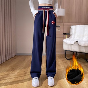 12 Girls Autumn and Winter High waist 13 Junior high school high school girls with velvet thick 15 casual sports wide -leg pants 16