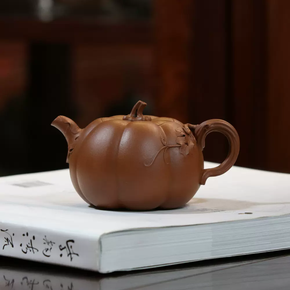 宜兴名家纯手工紫砂壶周丽琴南瓜壶原矿朱泥功夫泡茶壶