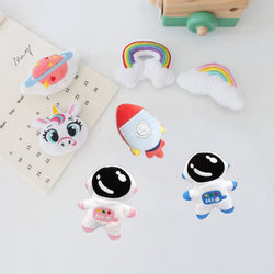 Curtain Decoration Accessories, Small Ornaments, Curtain Head Embellishments, Pins, Cartoon Plush Rainbow Rocket Space Brooch Accessories