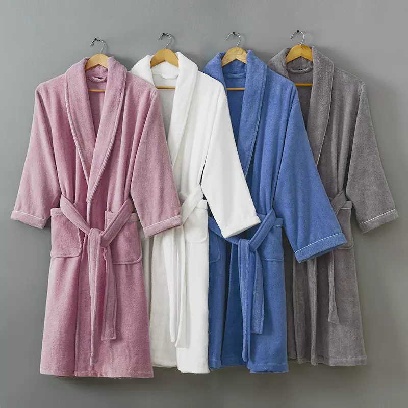 浴袍纯棉毛巾料男女加厚冬情侣睡袍长款游泳