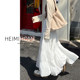 White skirt for women in spring, summer and autumn, small tall waist, slim A-line long skirt ballet style cake umbrella skirt trendy
