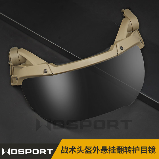 
Wosport tactical helmet external suspension flip-up goggles, nylon body, transparent PC lens