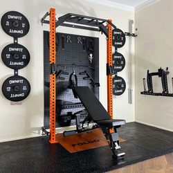 Home-Use Squat Rack, Foldable Wall-Mounted Squat and Bench Press Integrated Rack, Foldable Gantry Rack, Pull-Up and Bench Press Rack