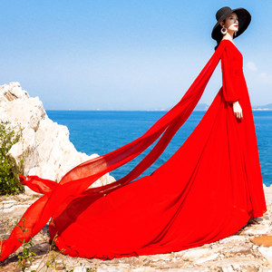 Super Fairy Fashion Beach Desert Tourism Resort Shooting Silk Silk Skirt Sanya Super Long Skirt
