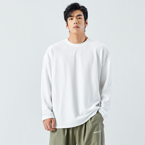 
Muscle Dog Waffle Long Sleeve T-shirt Men's Spring and Autumn Base Shirt Loose Solid Color Sports and Fitness Clothes Training Top