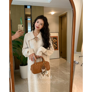 
AMUM Prelude to Maternity Wear for Girls ~ Designed heavy-duty woven sequined lapel loose knitted dress