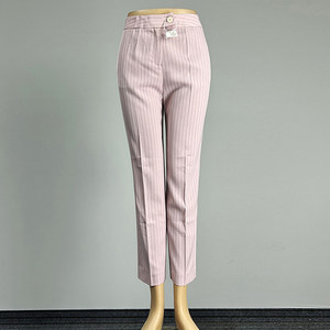 
Branded Pink Striped Suit Pants Straight Leg Pants Nine-Point Pants 2025 Business Wear Mid-waist Slim Slim Pencil Pants