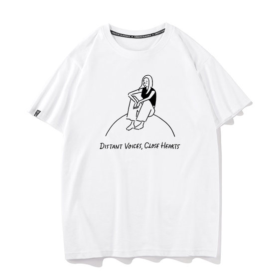 
Xiuluo Yu Nagaba Longchang Male [Love] Summer short-sleeved T-shirts for men and women, pure cotton clothes for couples