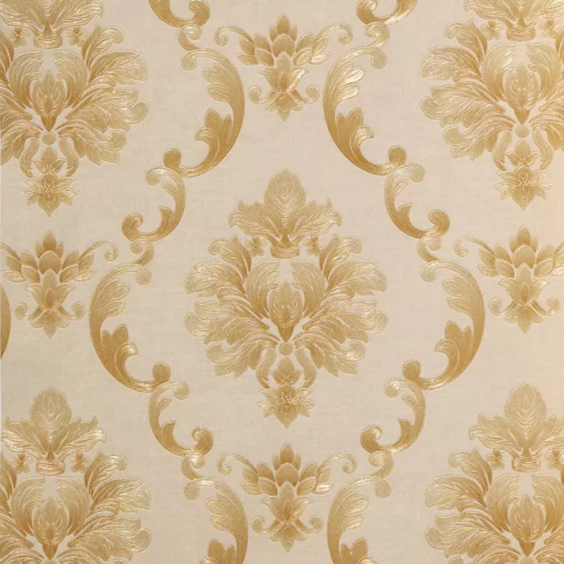 淺黃色卡其色簡歐壁紙淺灰色立體壓花歐式牆紙小歐式
