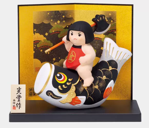 日本代购薬师窯五月人形锦彩鯉金太郎钺举日 日本代购薬师窯五月人形锦彩鯉金太郎钺举日