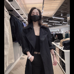 
Calvin Klein CK women's autumn and winter temperament commuting lace-up large lapel mid-length windbreaker jacket CW280