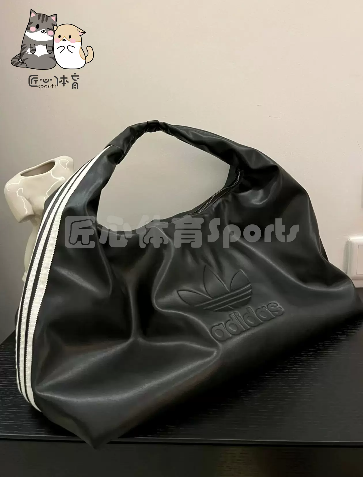 ADIDASAdidas三葉草皮質大號雲朵包休閒斜揹包拎包單肩包JE3208-Taobao