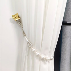Vintage Gold No-Drill Lightweight Butterfly Star Curtain Wall Hooks Tieback Straps Rope French Pearl
