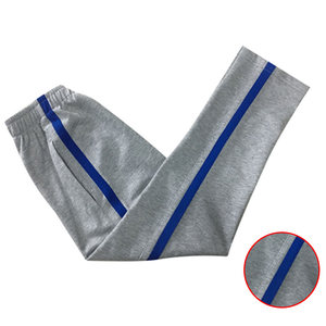 
Customized school uniforms, all cotton spring, summer and autumn gray 2 cm royal blue wide-edged casual pants, sports pants, men and women students trousers