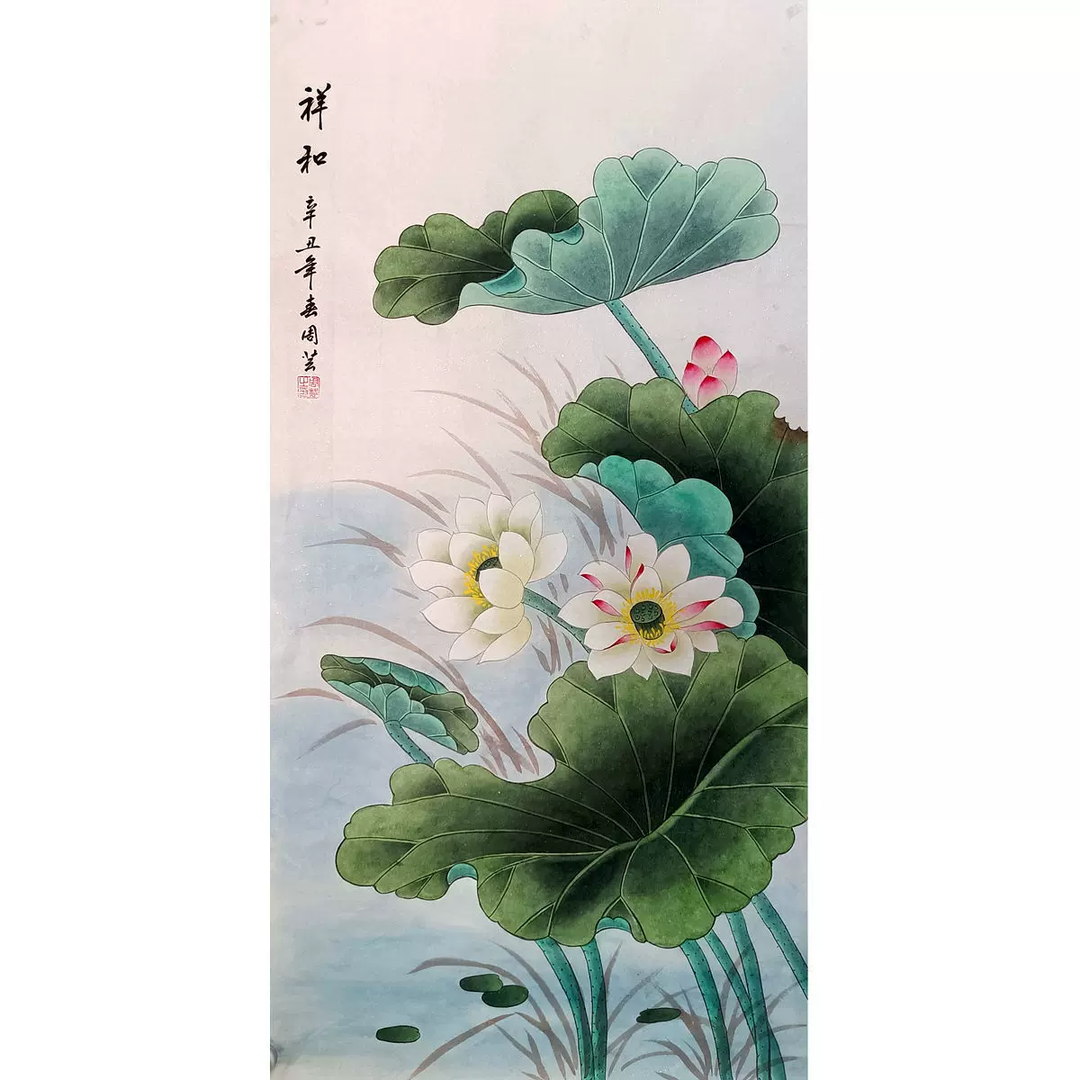 水彩アート「花満開」1点物、手描き、真筆。 水彩アート「花とガラスの花活け」1点物、手書き真筆。送料無料