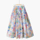 Spring sweet and fresh printed A-line skirt with fungus spliced ​​French print high-waisted slim mid-length skirt