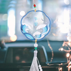 Car Pendant Peace Amulet Handmade Embroidery DIY Materials Car Interior Decoration High-End Accessories Rearview Mirror Car Hanging Ornament