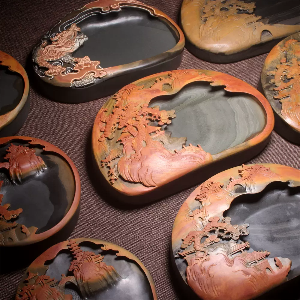 安徽老坑歙砚天然原石文房四宝书法磨墨条多款选择