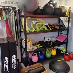 Fitness Equipment Storage Rack Gym Personal Trainer Gadgets Yoga Ball Kettlebell Medicine Ball Barbell Plate Dumbbell Storage Rack