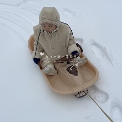 Exported to Korea, Children's Double Large Snow Sled with Steering Wheel, Hand Brake, and Thickened Snowboard for Skiing and Snow Climbing