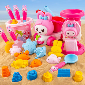 
Children's beach toy dump truck playing in water and digging tools hourglass shovel bucket seaside baby playing sand set